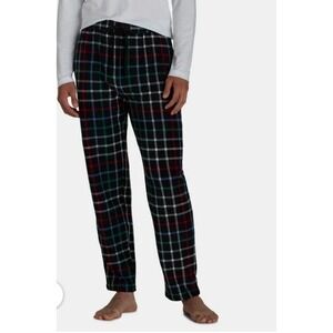 George Men's Fleece‎ Plaid Pajama Pants Black Red Green Blue Size M (32-34)
